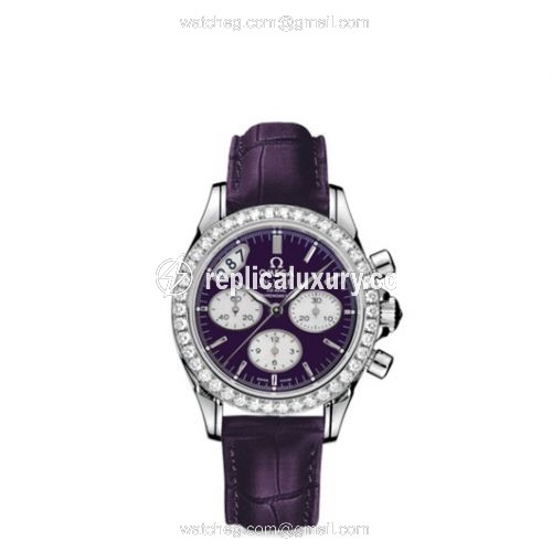 Omega De Ville Co-Axial 35 Chronograph Stainless Steel Diamond / Purple / Strap 422.18.35.50.10.001