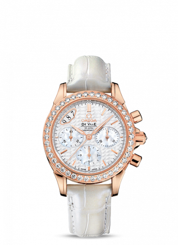 Omega De Ville Co-Axial 35 Chronograph Red Gold / Diamond / Silver 422.58.35.50.05.001