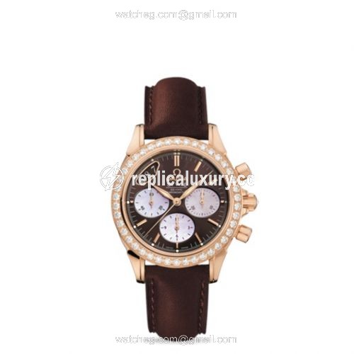 Omega De Ville Co-Axial 35 Chronograph Red Gold Diamond / Brown 422.58.35.50.13.001