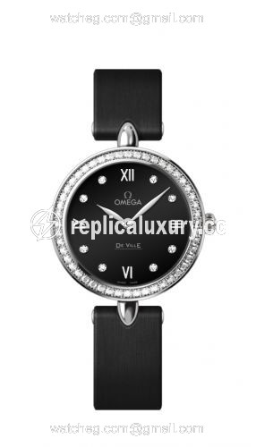 Omega De Ville Prestige Dewdrop Quartz 27.4 Stainless Steel / Black / Diamond 424.17.27.60.51.001