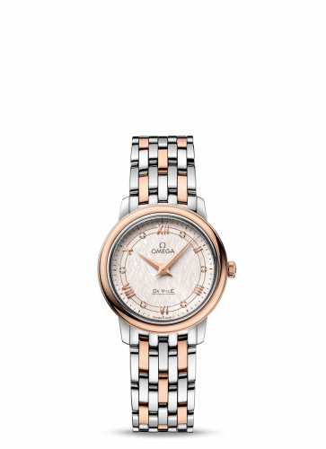 Omega De Ville Prestige Quartz 27.4 Stainless Steel / Red Gold / Vintage Silver Silk / Bracelet 424.20.27.60.52.003