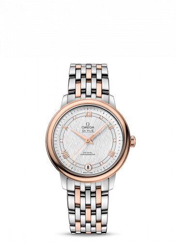 Omega De Ville Prestige Co-Axial 32.7 Stainless Steel / Red Gold / Vintage Silk Silver / Bracelet 424.20.33.20.52.002