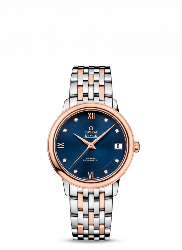 Omega De Ville Prestige Co-Axial 32.7 Stainless Steel / Red Gold / Blue / Bracelet 424.20.33.20.53.001