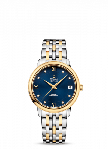 Omega De Ville Prestige Co-Axial 32.7 Stainless Steel / Yellow Gold / Blue / Bracelet 424.20.33.20.53.002