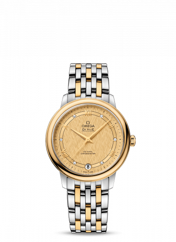 Omega De Ville Prestige Co-Axial 32.7 Stainless Steel / Yellow Gold / Vintage Champagne Silk / Bracelet 424.20.33.20.58.003
