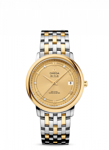 Omega De Ville Prestige Co-Axial 36.8 Stainless Steel / Yellow Gold / Vintage Champagne / Bracelet 424.20.37.20.58.002