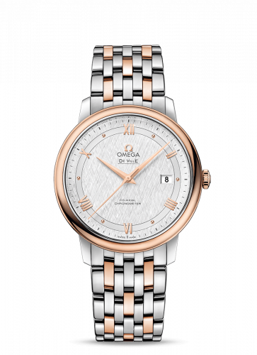 Omega De Ville Prestige Co-Axial 39.5 Stainless Steel / Red Gold / Vintage Silk Silver / Bracelet 424.20.40.20.02.002