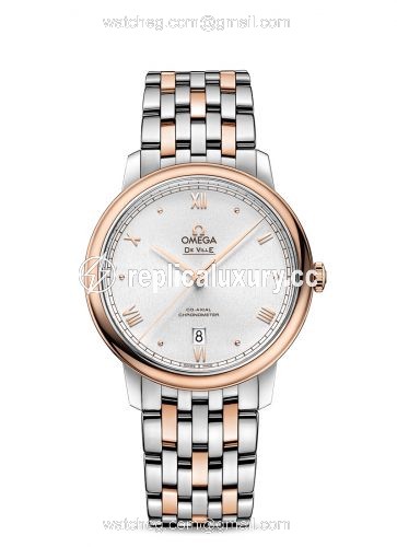 Omega De Ville Prestige Co-Axial 39.5 Stainless Steel / Red Gold / Silver Sunburst / Bracelet 424.20.40.20.02.007