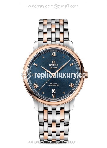Omega De Ville Prestige Co-Axial 39.5 Stainless Steel / Red Gold / Blue Sunburst / Bracelet 424.20.40.20.03.001