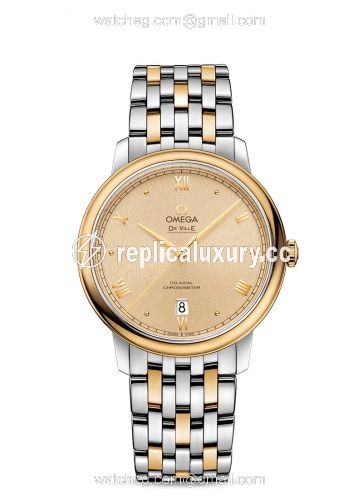 Omega De Ville Prestige Co-Axial 39.5 Stainless Steel / Yellow Gold / Moonshine Sunburst / Bracelet 424.20.40.20.08.002