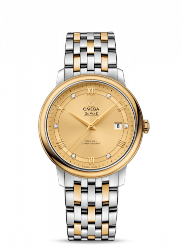 Omega De Ville Prestige Co-Axial 39.5 Stainless Steel / Yellow Gold / Vintage Champagne / Bracelet 424.20.40.20.58.001