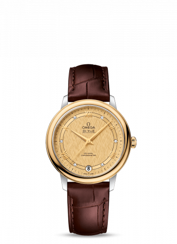 Omega De Ville Prestige Co-Axial 32.7 Stainless Steel / Yellow Gold / Vintage Champagne Silk 424.23.33.20.58.001