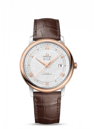 Omega De Ville Prestige Co-Axial 39.5 Stainless Steel / Red Gold / Vintage Silk Silver 424.23.40.20.02.002