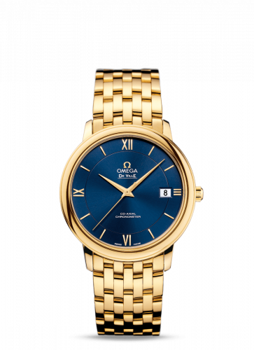 Omega De Ville Prestige Co-Axial 36.8 Yellow Gold / Blue / Bracelet 424.50.37.20.03.001