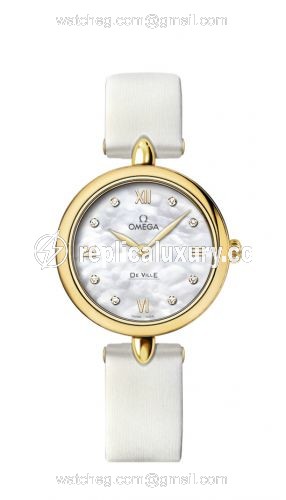 Omega De Ville Prestige Dewdrop Quartz 27.4 Yellow Gold / White MOP 424.52.27.60.55.001