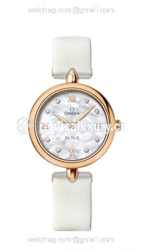 Omega De Ville Prestige Dewdrop Quartz 27.4 Red Gold / White MOP 424.52.27.60.55.002