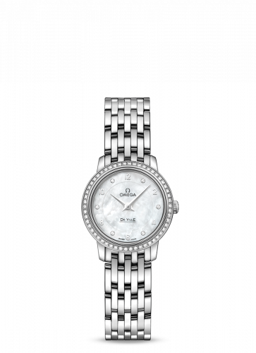 Omega De Ville Prestige Quartz Ladies 24.5 White Gold Diamond / MOP / Bracelet 424.55.24.60.55.003