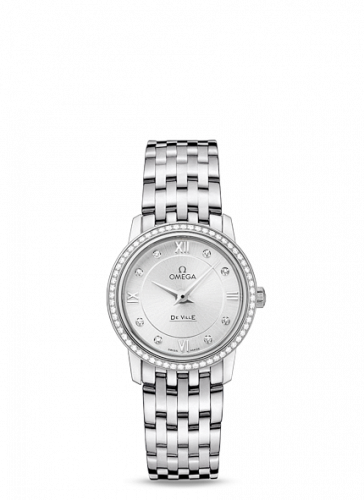 Omega De Ville Prestige Quartz 27.4 Stainless Steel / Diamond / Silver / Bracelet 424.15.27.60.52.001