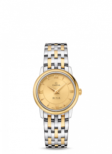 Omega De Ville Prestige Quartz 27.4 Stainless Steel / Yellow Gold / Champagne / Bracelet 424.20.27.60.08.001