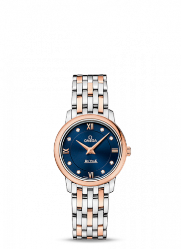 Omega De Ville Prestige Quartz 27.4 Stainless Steel / Red Gold / Blue / Bracelet 424.20.27.60.53.001