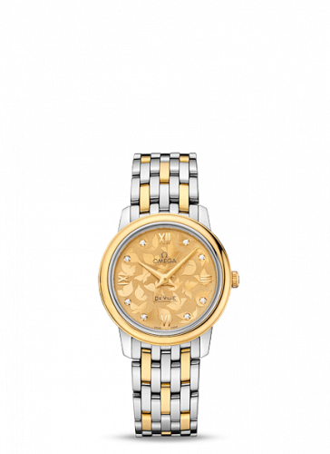 Omega De Ville Prestige Quartz 27.4 Stainless Steel / Yellow Gold / Champagne Butterfly / Bracelet 424.20.27.60.58.002