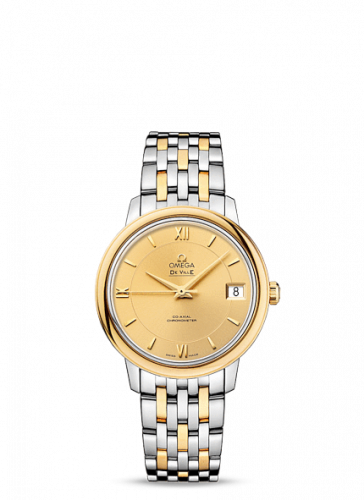 Omega De Ville Prestige Co-Axial 32.7 Stainless Steel / Yellow Gold / Champagne / Bracelet 424.20.33.20.08.001
