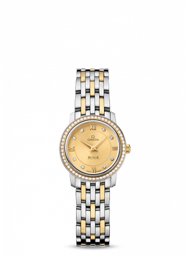 Omega De Ville Prestige Quartz 24.4 Stainless Steel / Yellow Gold / Diamond / Champagne / Bracelet 424.25.24.60.58.001