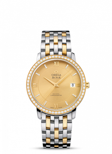 Omega De Ville Prestige Co-Axial 36.8 Stainless Steel / Yellow Gold / Champagne / Diamond / Bracelet 424.25.37.20.58.001