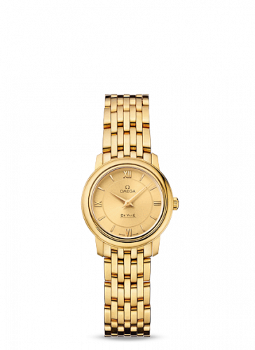 Omega De Ville Prestige Quartz 24.4 Yellow Gold / Champagne / Bracelet 424.50.24.60.08.001