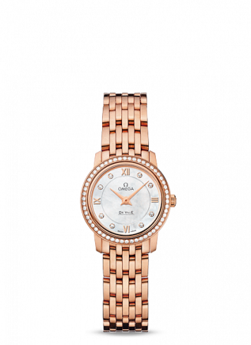 Omega De Ville Prestige Quartz Ladies 24.5 Red Gold Diamond / MOP / Bracelet 424.55.24.60.55.002