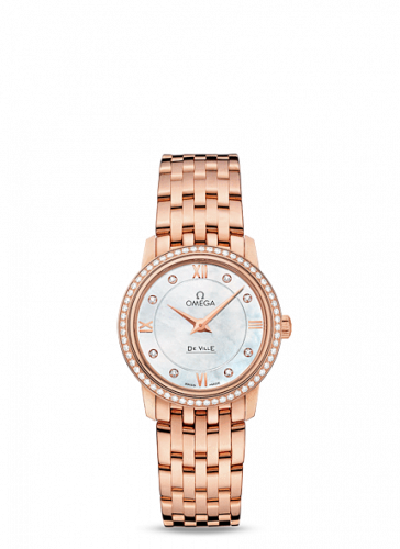 Omega De Ville Prestige Quartz 27 Red Gold / MOP-Diamond / Bracelet 424.55.27.60.55.002