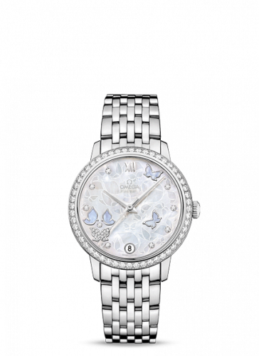 Omega De Ville Prestige Co-Axial 32.7 White Gold / MOP Butterfly / Diamond / Bracelet 424.55.33.20.55.003