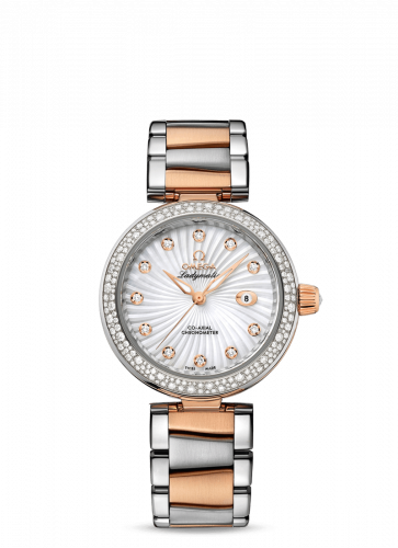 Omega LadyMatic Co-Axial 34 Stainless Steel / Red Gold / Diamond / MOP / Bracelet 425.25.34.20.55.001