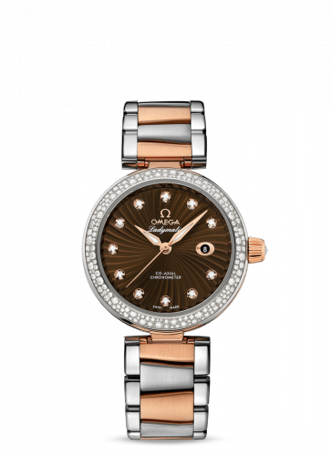 Omega LadyMatic Co-Axial 34 Stainless Steel / Red Gold / Diamond / Brown / Bracelet 425.25.34.20.63.001