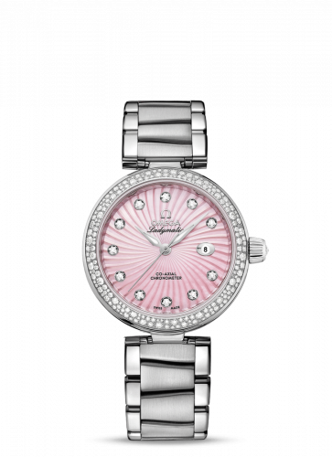 Omega LadyMatic Co-Axial 34 Stainless Steel / Diamond / Pink MOP / Bracelet 425.35.34.20.57.001