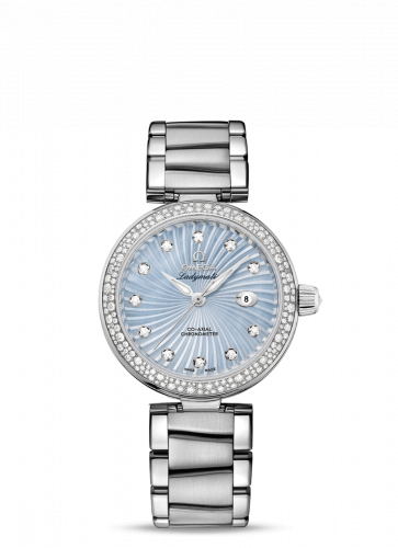 Omega LadyMatic Co-Axial 34 Stainless Steel / Diamond / Blue MOP / Bracelet 425.35.34.20.57.002