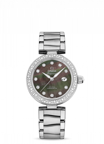 Omega LadyMatic Co-Axial 34 Stainless Steel / Diamond / Brown MOP / Bracelet 425.35.34.20.57.004
