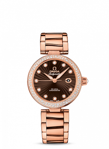 Omega LadyMatic Co-Axial 34 Red Gold / Diamond / Brown / Bracelet 425.65.34.20.63.001