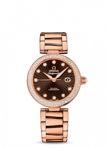 Omega LadyMatic Co-Axial 34 Red Gold / Diamond / Brown / Bracelet 425.65.34.20.63.002