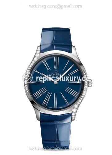 Omega De Ville Tresor 39 Stainless Steel / Blue - Roman / Alligator 428.18.39.60.03.001