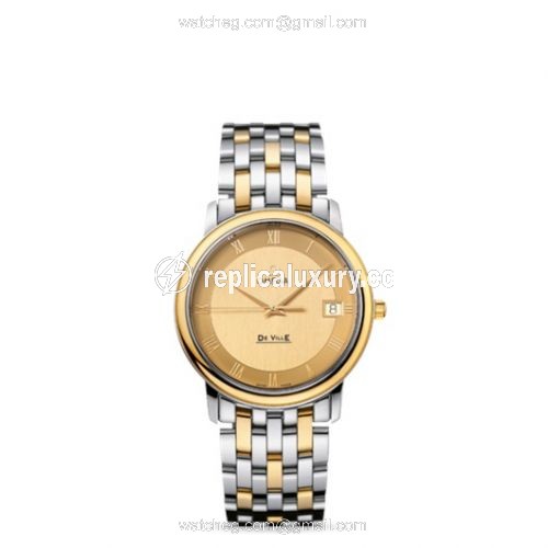 Omega De Ville Prestige Quartz 34.4 Stainless Steel / Yellow Gold / Champagne / Bracelet 4310.12.00
