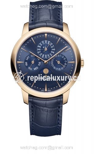 Vacheron Constantin Patrimony Perpetual Calendar Pink Gold / Blue 43175/000R-B519