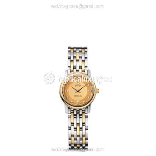 Omega De Ville Prestige Quartz 22 Stainless Steel / Yellow Gold / Champagne / Bracelet 4370.16.00