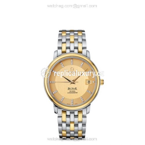Omega De Ville Prestige Co-Axial 36.5 Stainless Steel / Yellow Gold / Champagne / Bracelet 4374.15.00