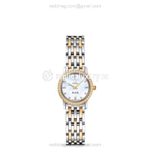 Omega De Ville Prestige Quartz 22 Two Tone Diamond / MOP / Bracelet 4375.57.00