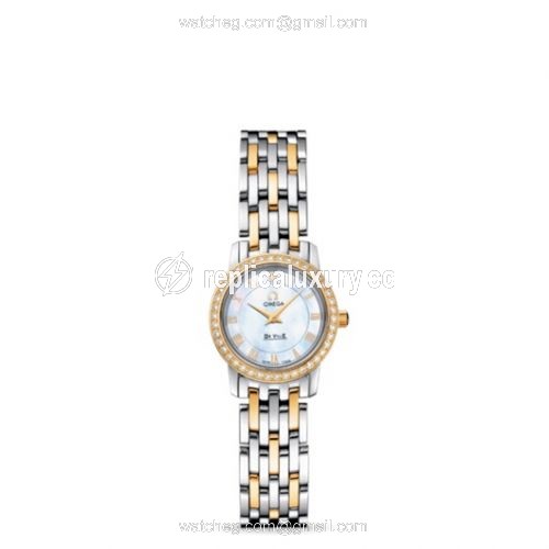 Omega De Ville Prestige Quartz 22 Stainless Steel / Yellow Gold / Diamond / MOP / Bracelet 4375.71.00