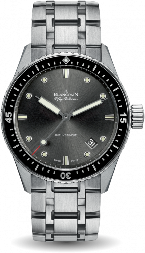 Blancpain Fifty Fathoms Bathyscaphe Stainless Steel / Grey / Bracelet 5000-1110-70B