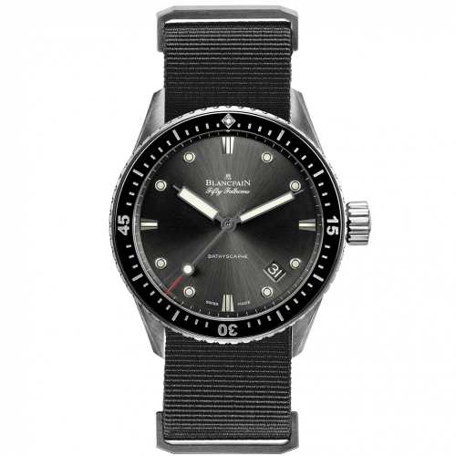 Blancpain Fifty Fathoms Bathyscaphe Stainless Steel / Grey / Grey Nato 5000-1110-NABA