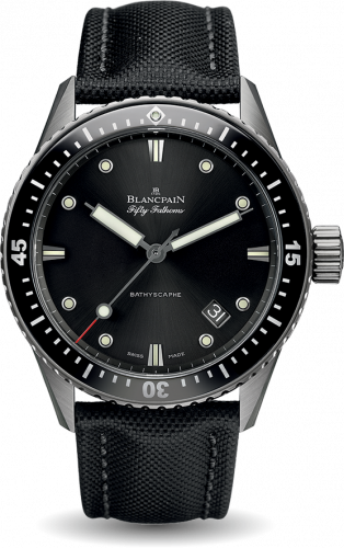 Blancpain Fifty Fathoms Bathyscaphe Titanium / Black / Black Canvas 5000-1230-B52A