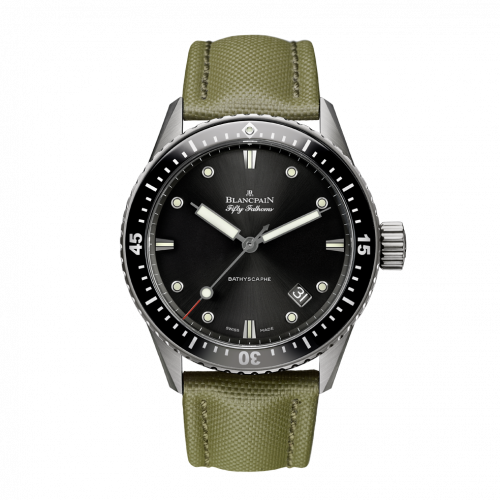 Blancpain Fifty Fathoms Bathyscaphe Titanium / Black / Sand Canvas 5000-1230-K52A